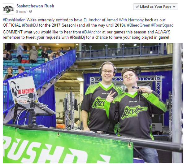 Dj Anchor Official Saskatchewan Rush DJ Signs A 3 Year DJ With The Team - Image 1