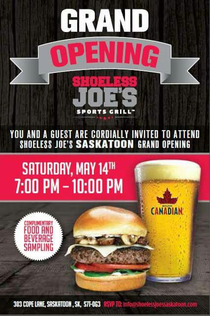 Shoeless Joe's Saskatoon Grand Opening Tonight w/ Dj Anchor of Armed With Harmony - Image 1